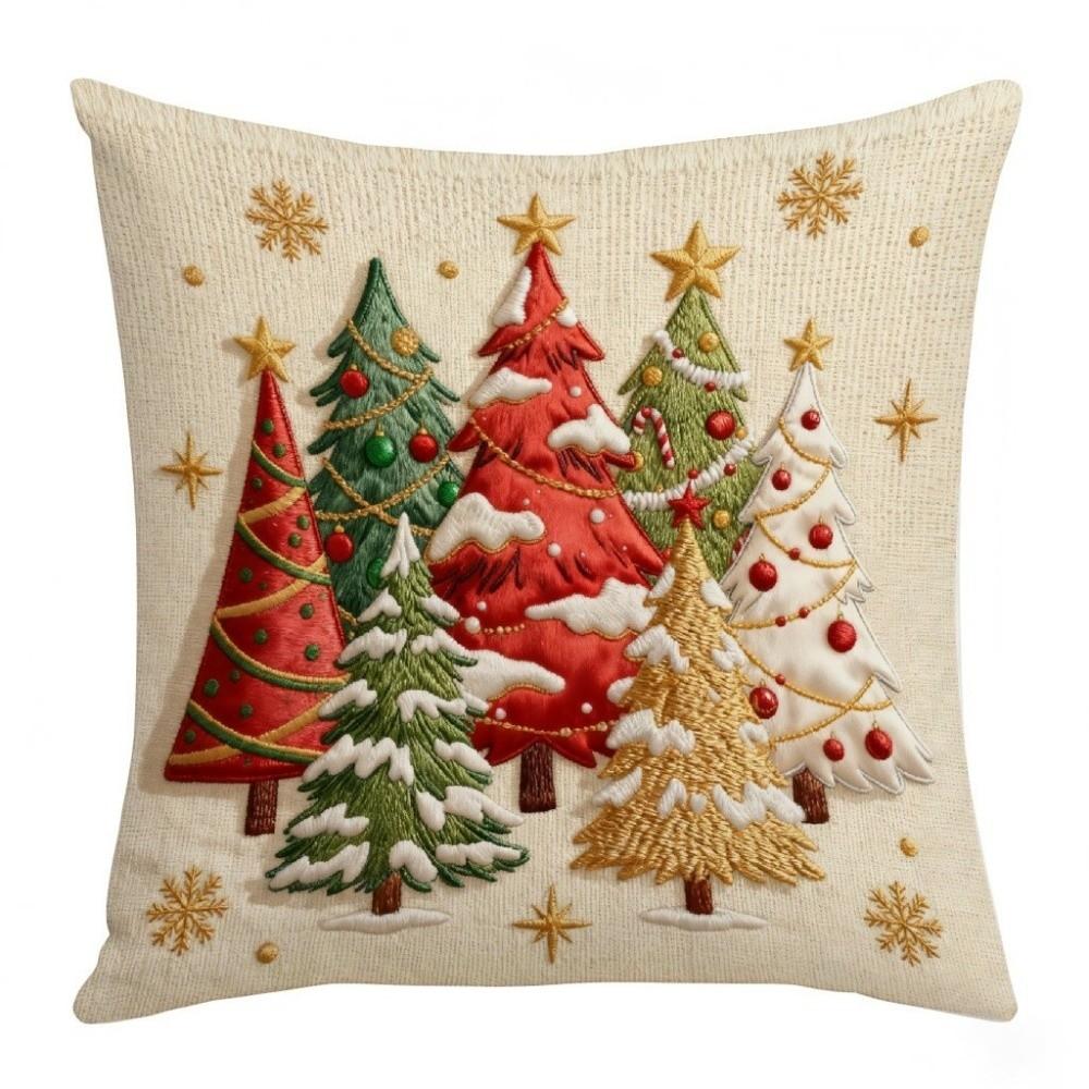 Festive Soft Christmas Pillow Covers 2D Printed Deer Throw Cushion Case Square Plaid Xmas Tree Pillowslip Living Room Decor
