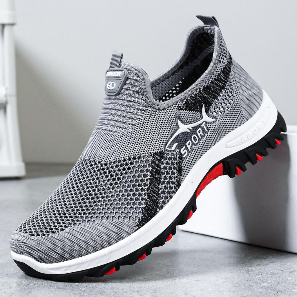 Flying woven large size men's shoes on behalf of stickers shark casual shoes soft sole breathable mesh sneakers single shoes