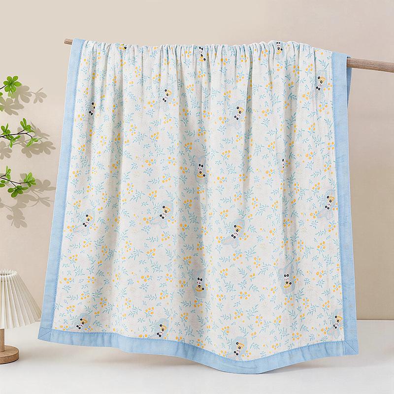 Grade A All-Cotton 6-Layer Baby Bath Towel - Soft, Absorbent, Printed Gauze for Newborns