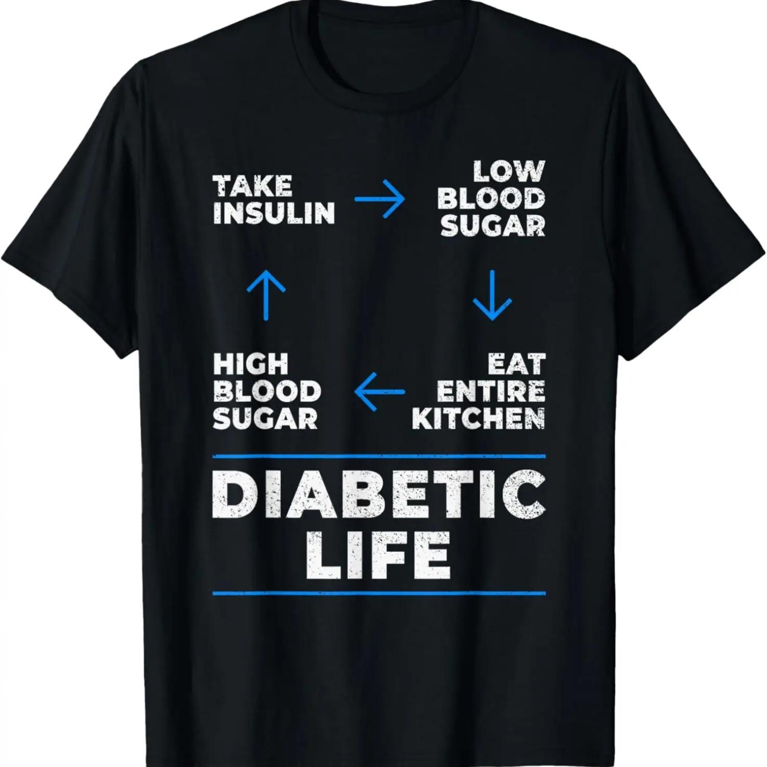 

Diabetic Life Cycle Shirt Funny Diabetes Awareness T-Shirt T-Shirt XXXXXL чёрный