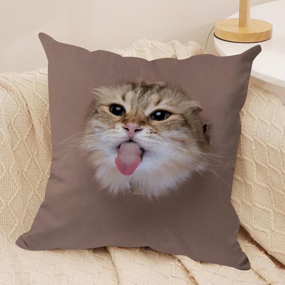 Cute Naughty Cats Dogs Cushion Cover Soft Plush DoubleSided Printed Sofa Pillow Cushion Cover AllSeason Durable Decor Gift