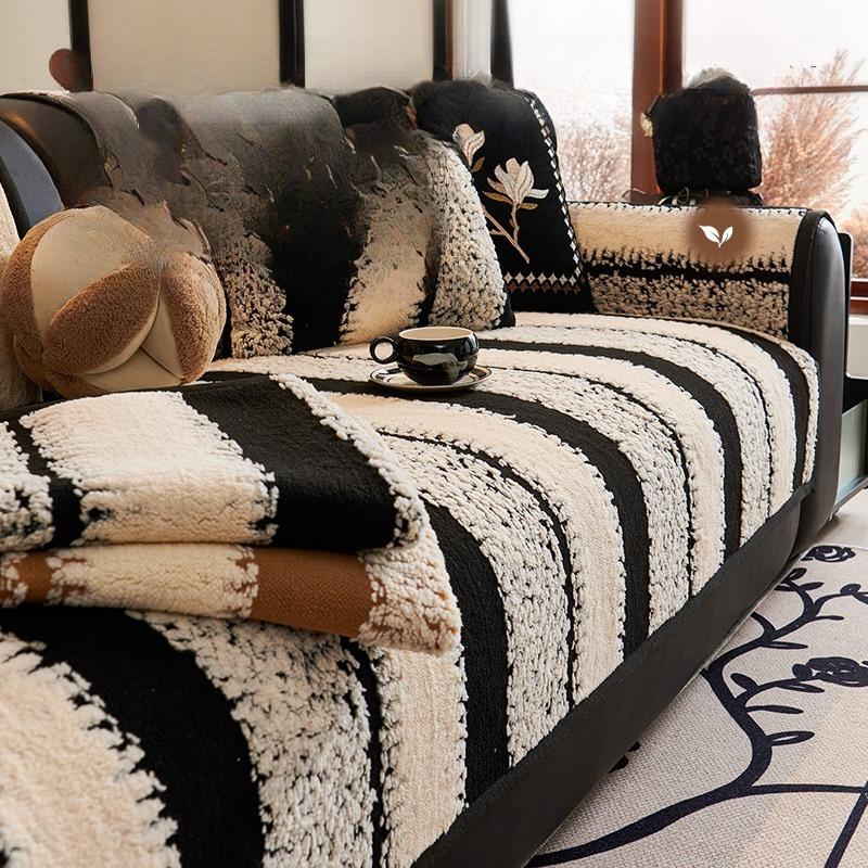 Plush Sofa Cushion  New Non-Slip Thickened Seat Cushion Light Luxury High-End Winter Cover Cloth Blanket Thermal Cover