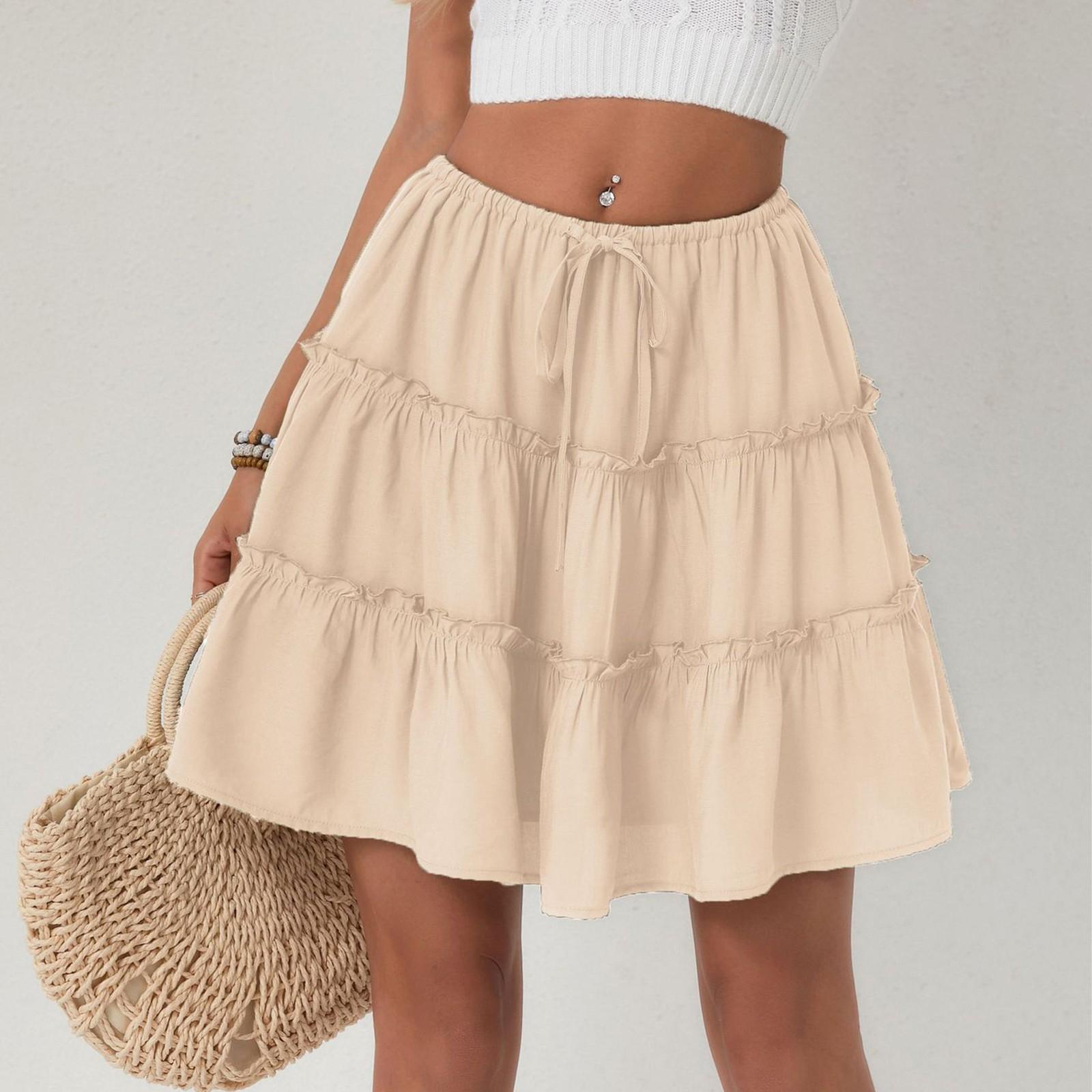 

Жіноча мода Коротка спідниця Штани проти ходьби На підкладці З високою талією Однотонна Спідниця до середини тіла XL бежевий