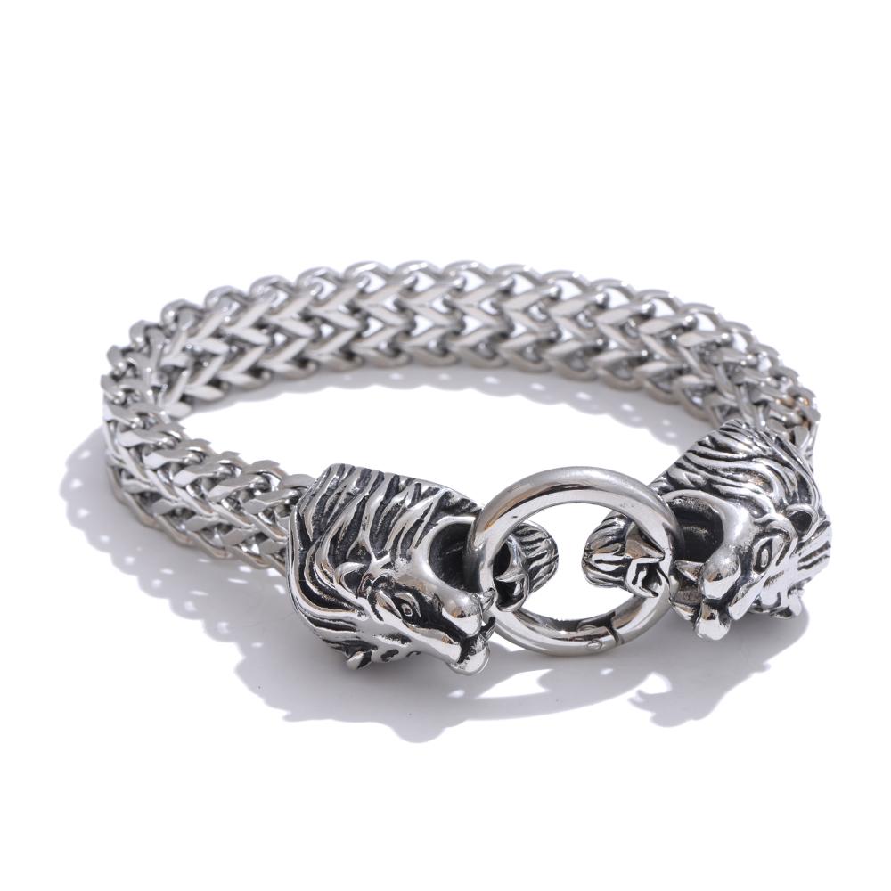 

Yhpup Exaggerated Lion Cuban Chain Thick Bracelet Bangle Men Texture Stainless Steel 18K Gold PVD Plated Personalized Jewelry