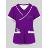 Surgical Gown Women's 3D Printed Nurse Top Summer Fashion V-tie Pocket Short Sleeved Women's Medical Gown