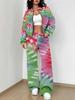 Flame pattern splicing autumn and winter new European and American women's clothing retro pattern printing suit women