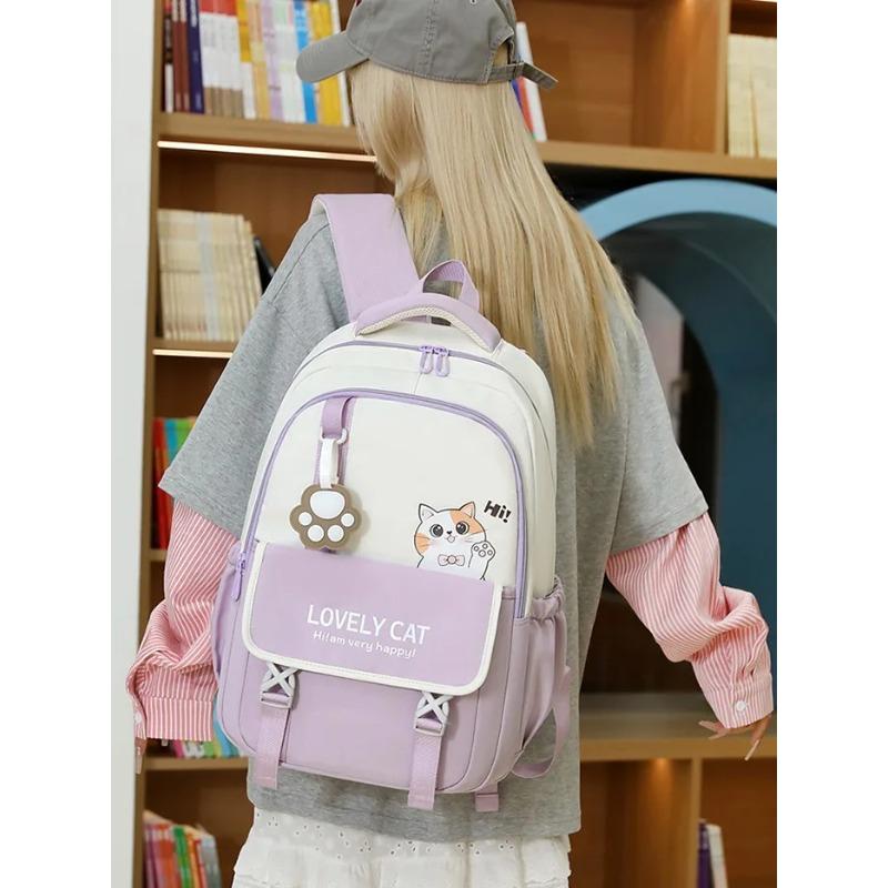 New Cute Cat School Bag Large Capacity Lightweight Reduced Burden Spine Protection Elementary School Backpack Girls Schoolbags