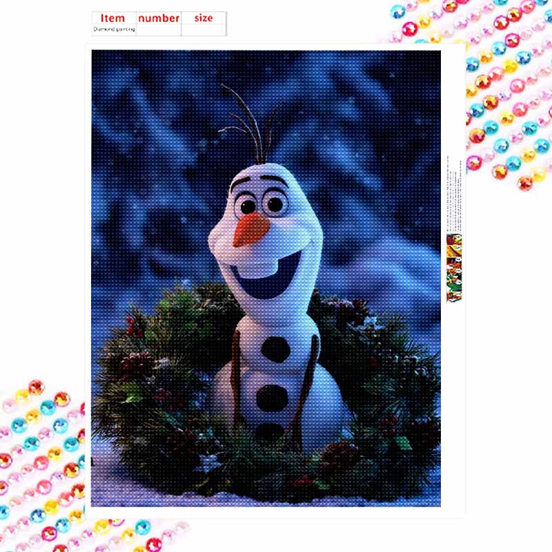 Disney Diamond Painting Kit Olaf Christmas Wreath Hand Embroidery 5D DIY Diamond Art Home Decor Creative Handicrafts Gift For Fans