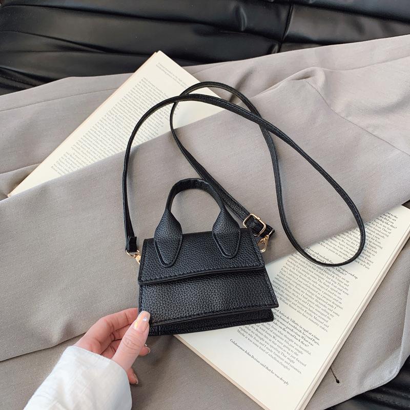 

Модная ретро новая мини-сумка для мобильного телефона женская нишевая однотонная универсальная личность для шопинга изысканная французская сумка-мессенджер чёрный