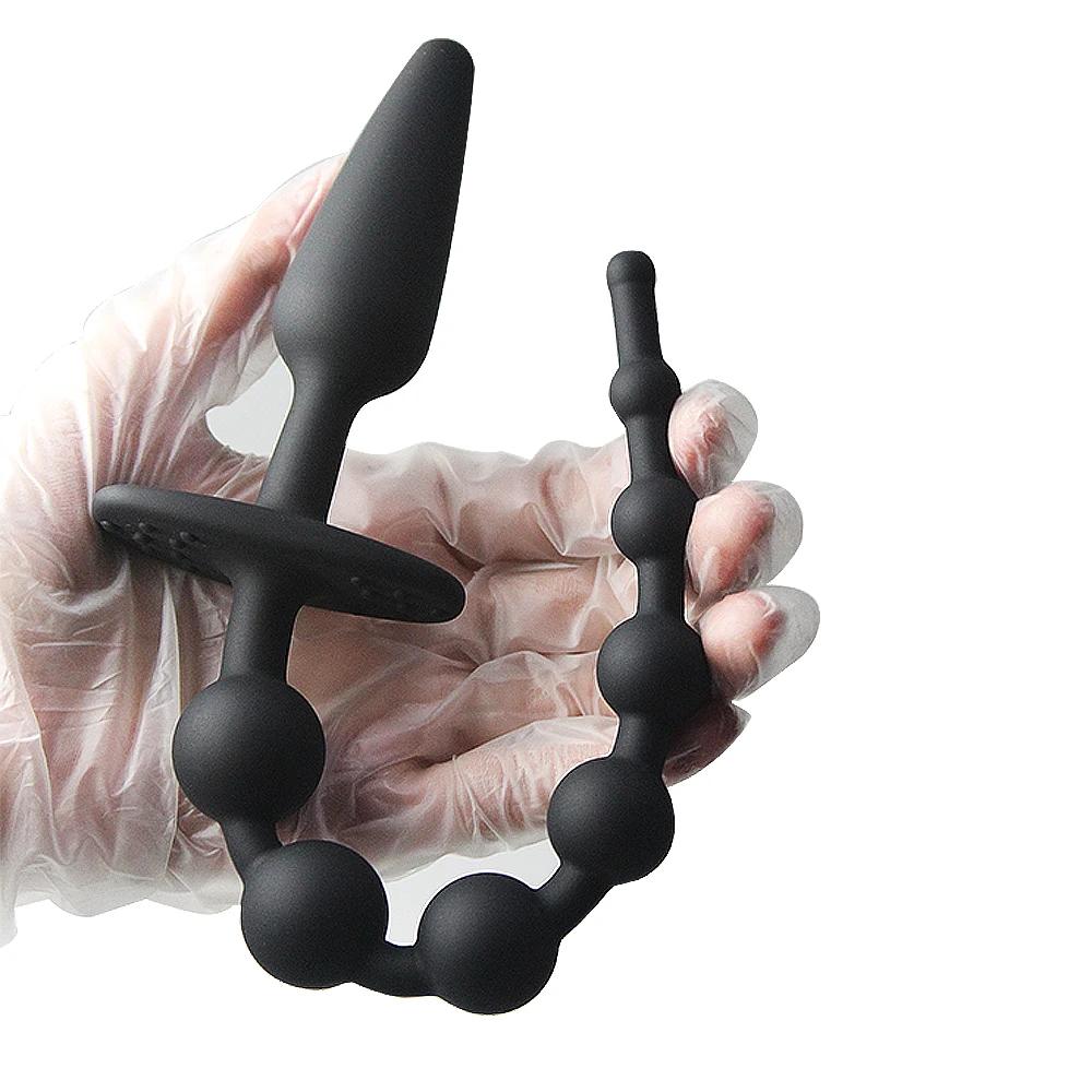 Langer Silikon Analplug Analkugeln Perlen Kugel G-Punkt Stimulierend Anus Masturbator Erotisch Fesselspiele Sexspielzeug für Männer Frauen