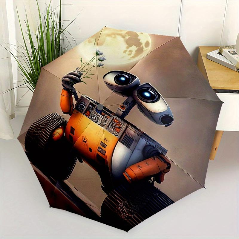

Disney Robot, Flower Automatic Open/Close Fashion umbrella - Cute Umbrella with Cute Design, Portable 3-Fold Compact Umbrella for Men & Wome