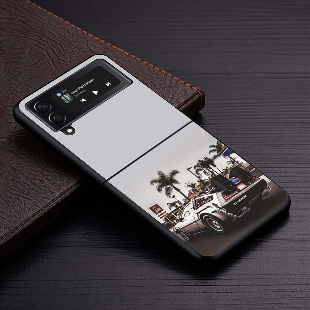 Back To The Future Time Machine Phone Case For Samsung Galaxy Z Flip3 Flip4 Flip5 Flip6 Flip7 For Z Flip 7 6 5 4 3 5G Hard Foldi