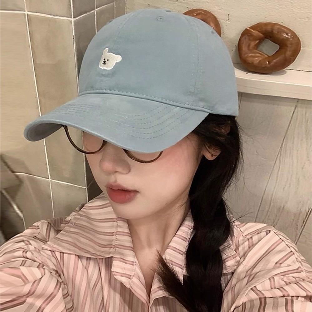 Korean Men Women Baseball Cap Cotton Snapback Hat Adjustable Puppy Embroidery Cap  Unisex