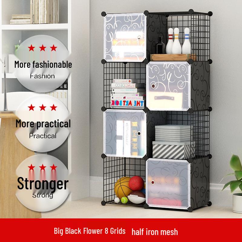 Modular Plastic Bookcase with Doors - Modern Simple Design