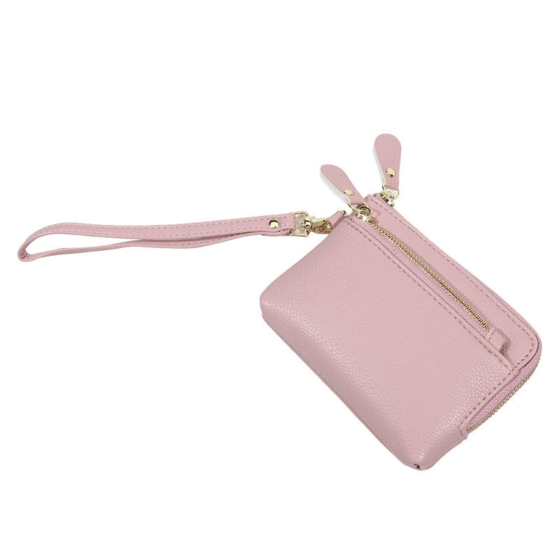 Vintage PU Leather Short Wallet With Zipper Coin Pocket Multiple Card Slots And Wrist Band Casual Portable Card Clip
