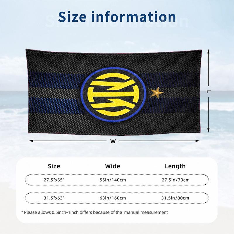 Inter Milan Beach Towel Quick Dry Sand Free Lightweight Beach Towels for Travel Swimming Camping