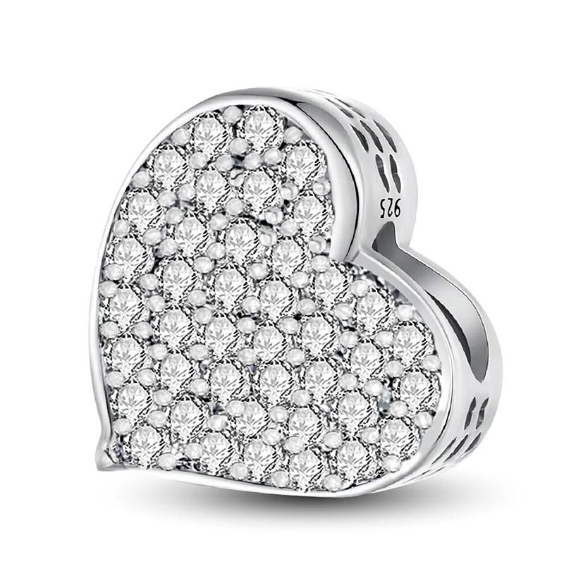 Copper Romantic Red Love Heart Pink Charms Beads Fit Original Pan Diy Bracelets For Woman Pendant Fine Jewelry