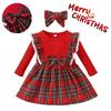 Toddler Xmas Plaid Printed Long Sleeve Christmas Dress