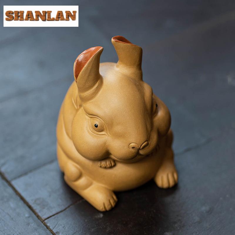 Yixing Purple Clay Zodiac Rabbit Tea Pet Retro Tea Games Tea Figurine Play Toys Tea Statue Ornaments Can Be Raised Supplies Gift