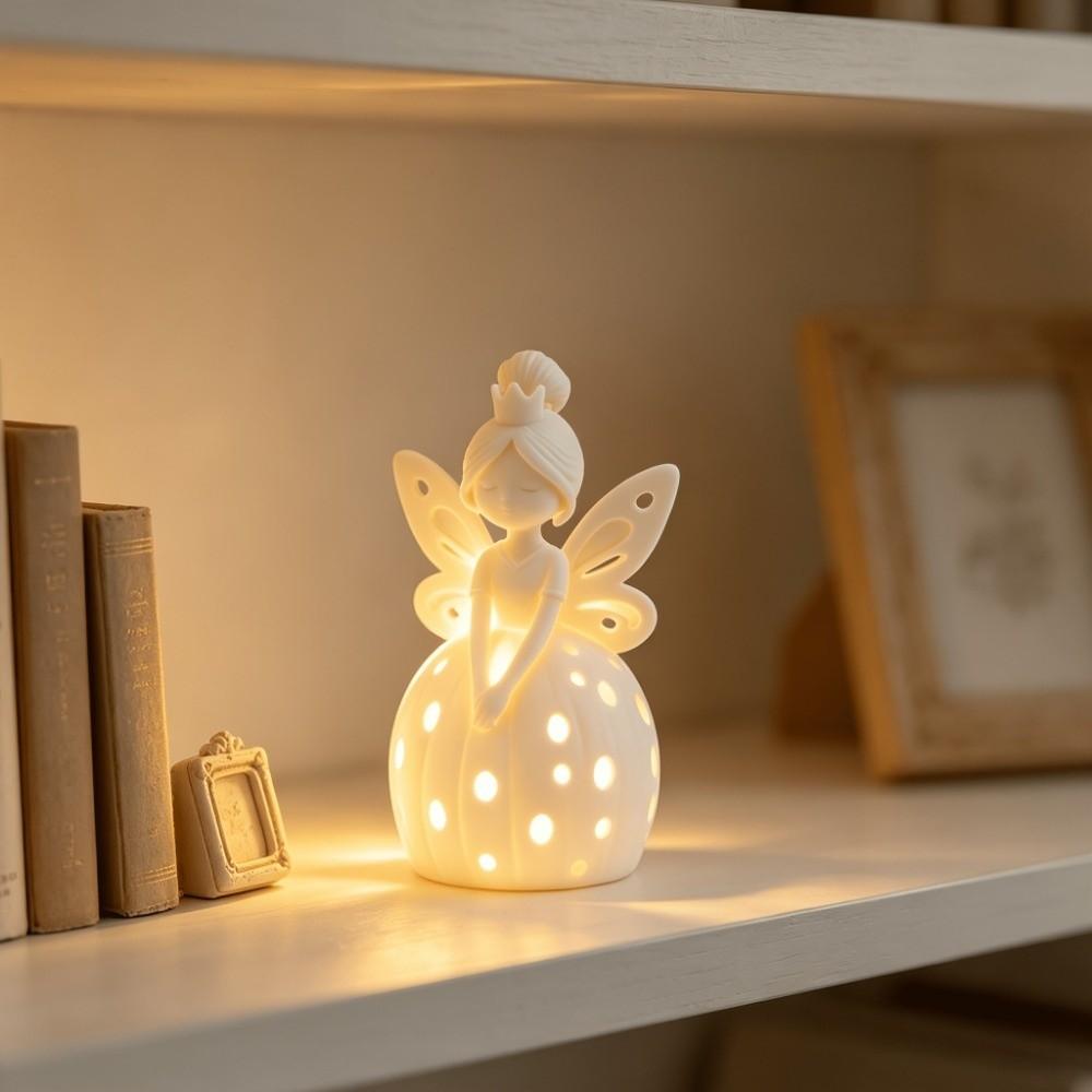 3D Printing Fairy Girl Figurine Hollow-out Desktop Ornaments Decorative Fairy Candlestick Room