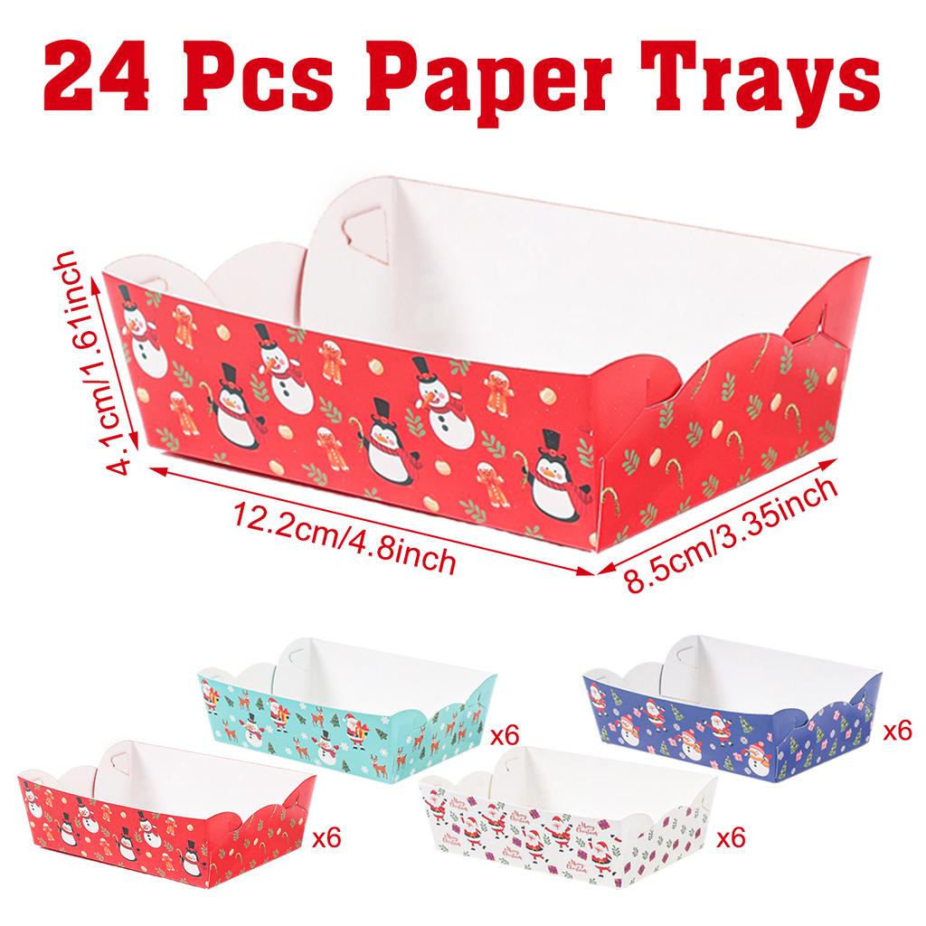 Christmas Paper Food Tray Merry Christmas Decoration for Home 2025 Navidad Natal Snack Candy Pallet Xmas Ornament New Year 2026