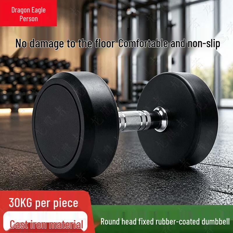 Longyingzhe Rubber-Coated Fixed Weight Dumbbells and Racks