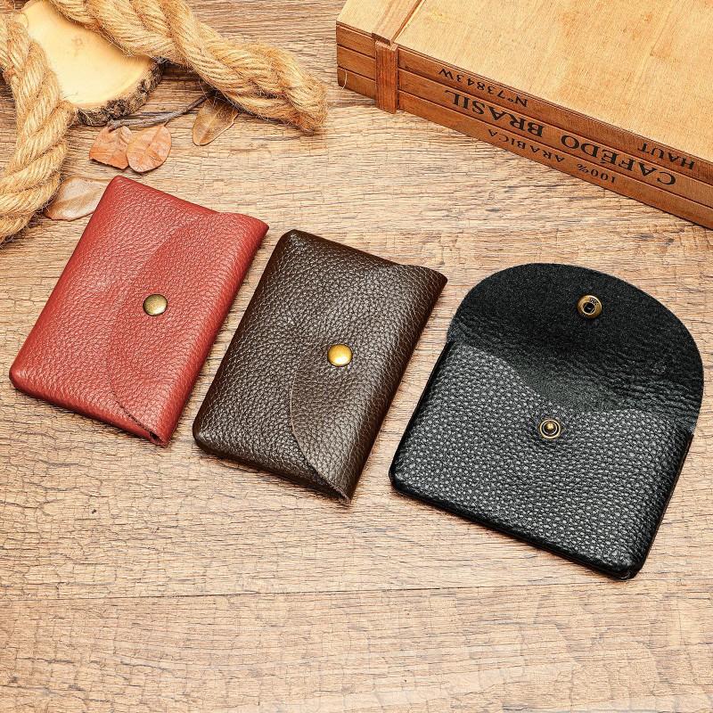 Men's Handmade Soft Cowhide Mini Coin Purse Women's Simple Leather Bag Card Business Storage