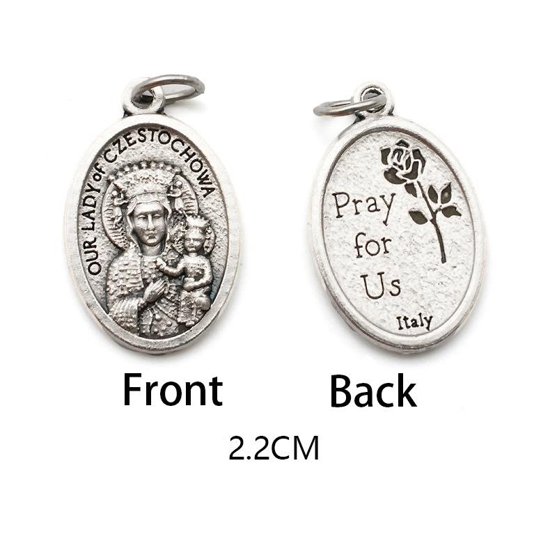 Breloques métalliques réversibles pour colliers, bracelets, accessoires de bricolage, grande médaille ovale de saint pour tout type de chaîne ou de collier, bijoux chrétiens