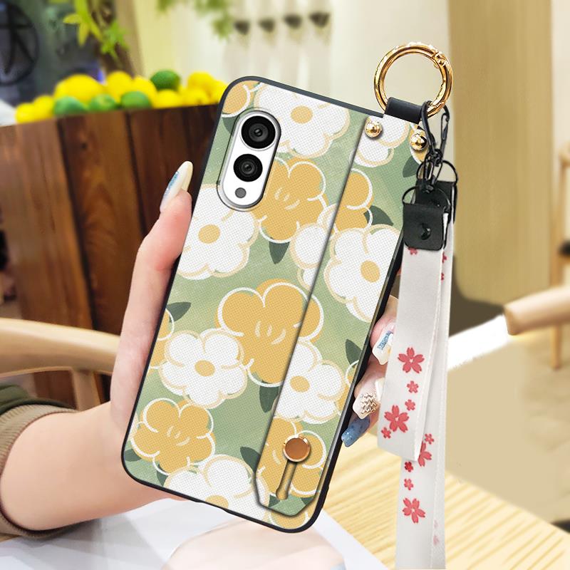 Wrist Strap Lanyard Phone Case For FCNT/Fujitsu Arrows N F-51C Silicone Fashion Design Anti-dust Durable Protective Ring