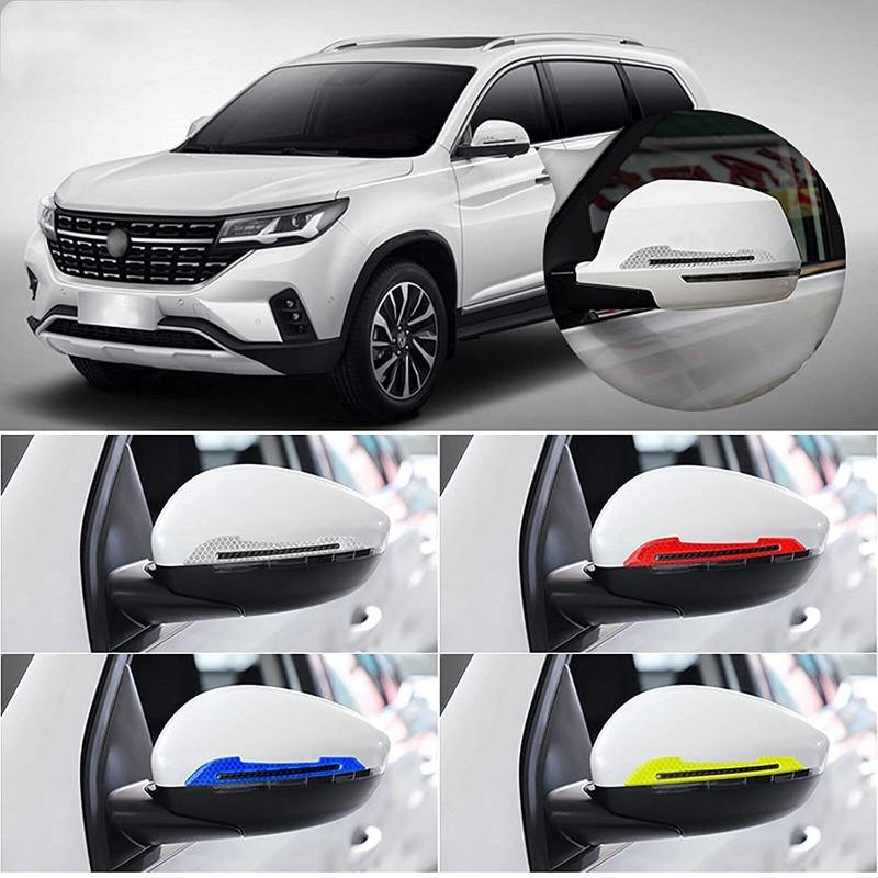 2Pcs Car Reflective Stickers Night Warning Strip Tape Traceless Protective Sticker Car Rearview Mirror Sticker Auto Accessories
