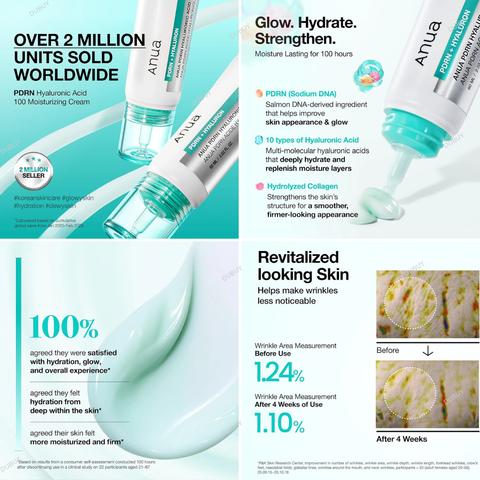 Brand Authentic ANUA PDRN Hyaluronic Acid 100 Moisturizing Cream 60ml deep hydration repairing cream