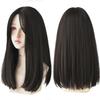 Long Straight Synthetic Light Brown Wigs With Bang For Women Heat-Resistant Daily Use Hair Hot Sell Wholesale Wigs