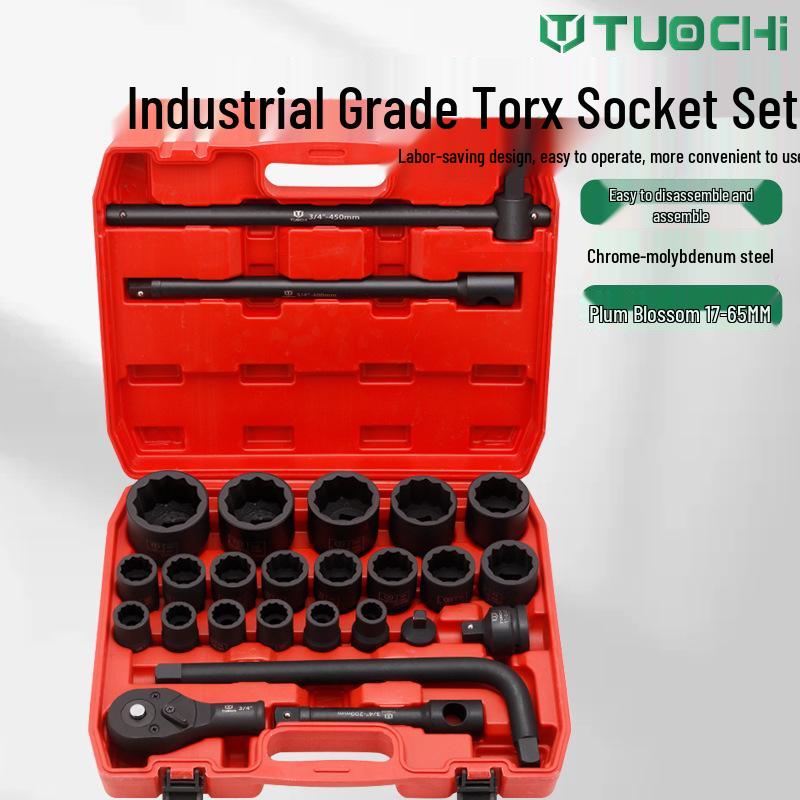 Heavy Duty 26-Piece 12-Point Socket Wrench Set for Auto Repair