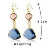Fresh Copper Water Drop Earrings with Blue & Pink Crystals - Stylish For Women, European & American-Style Jewelry