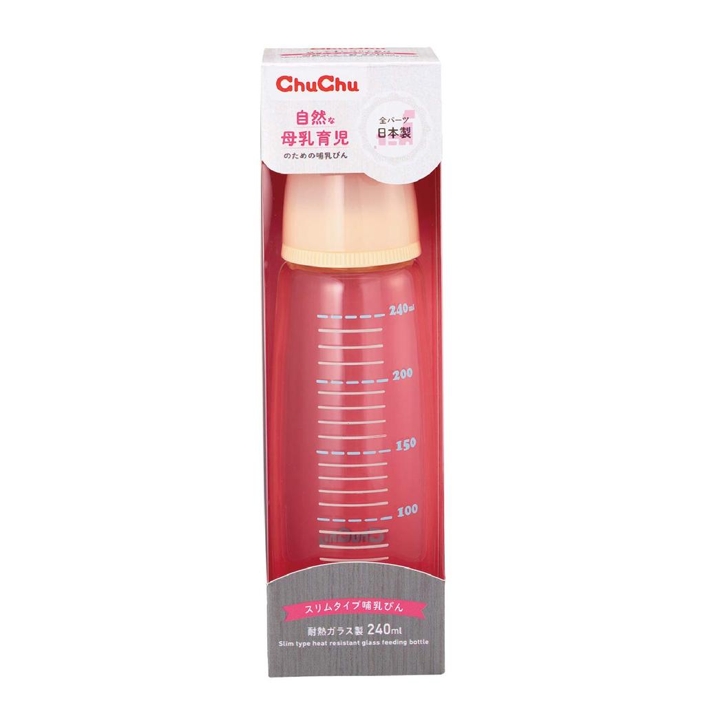 ChuChu Slim Glass Baby 240mL nipple upgrade required from age 0 to Heat-Resistant Bottle, (No weaning)