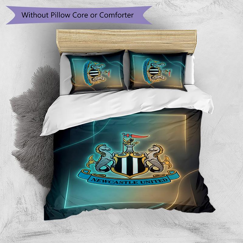 Set Lenzuola Stampato Newcastle United Football 3 Pezzi, Comodo Set Copripiumino per Camera da Letto Amico della Pelle
