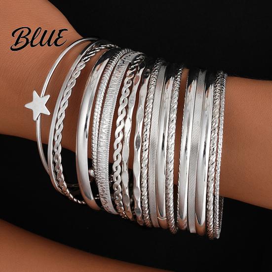 Sophisticated Wrist Accessories 18PCS Bracelets Set Retro Style Stack Jewelry