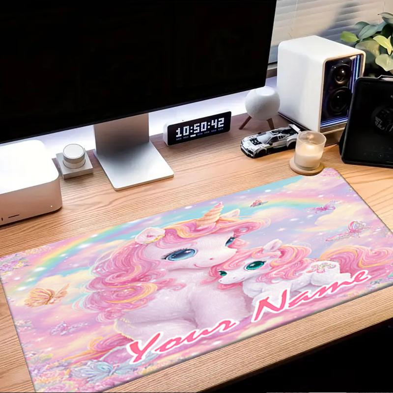 1PC Custom Name Unicorn Dreams: Rainbow Connection Mouse pad, keyboard and mouse desk pad, for computer notebook  Birthday Gift For Any Room Or Office