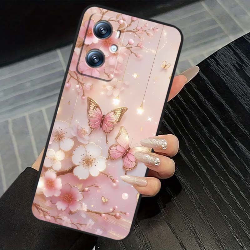Butterfly flower pattern Phone Case For OPPO Reno 5 6 7 A96 A40 A58 Realme GT A74 A78 Neo2 A74 A78 Find X5 X3 X7 X8 Black