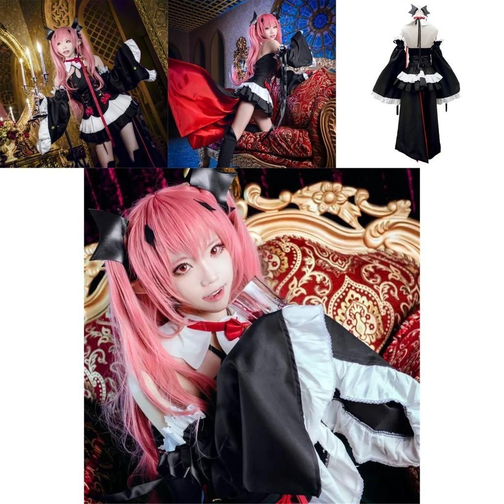 Elegant Seraph Of The End Krul Tepes Vampire Cosplay Costume Dress In Black