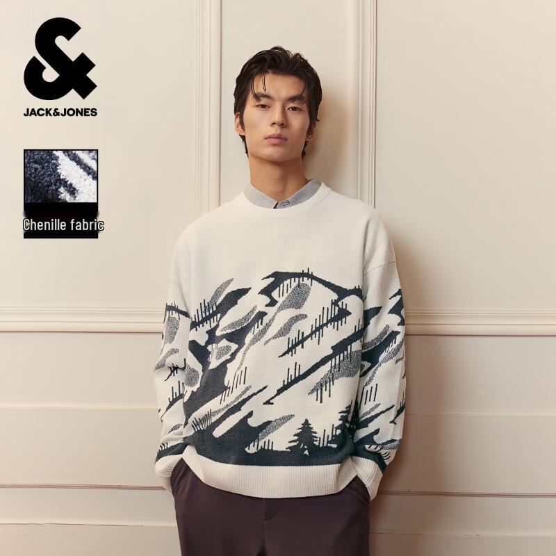 

JACK&JONES Men s Oversize Embroidered Round Neck Sweater S