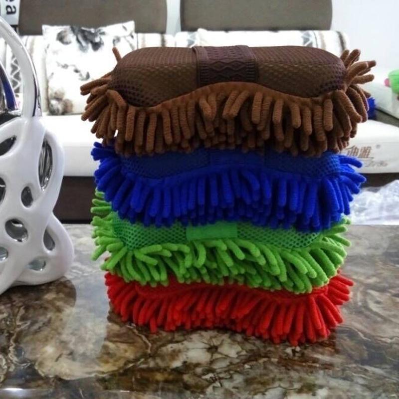 Large Coral Chenille Car Wash Gloves 11x22cm - Fine Fiber Nano Short Velvet Sponge