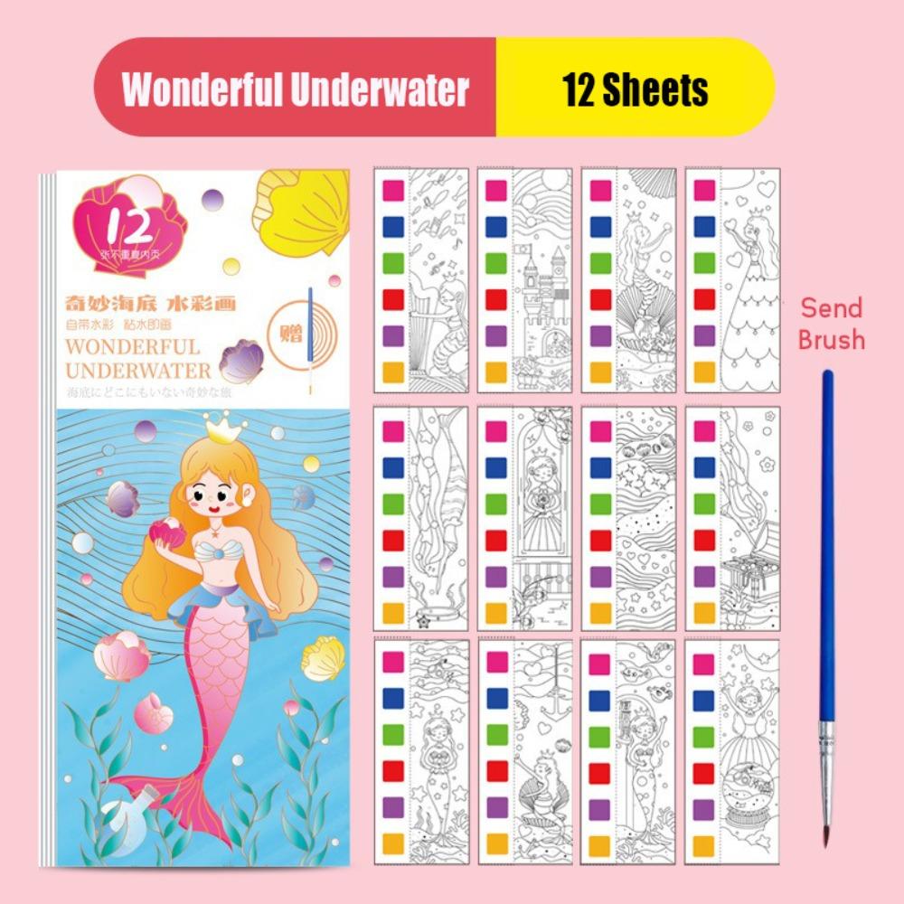 

С кистью для рисования Раскраска Книга для рисования DIY Книга для граффити и дудлов Мини-блокнот для рисования Дети 04