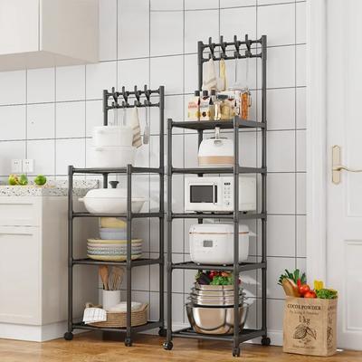 Étagère de rangement de cuisine pour four à micro-ondes, support de casseroles, support de rangement d'assaisonnements ménagers à poser au sol, organisateur simple et multicouche pour cuisine