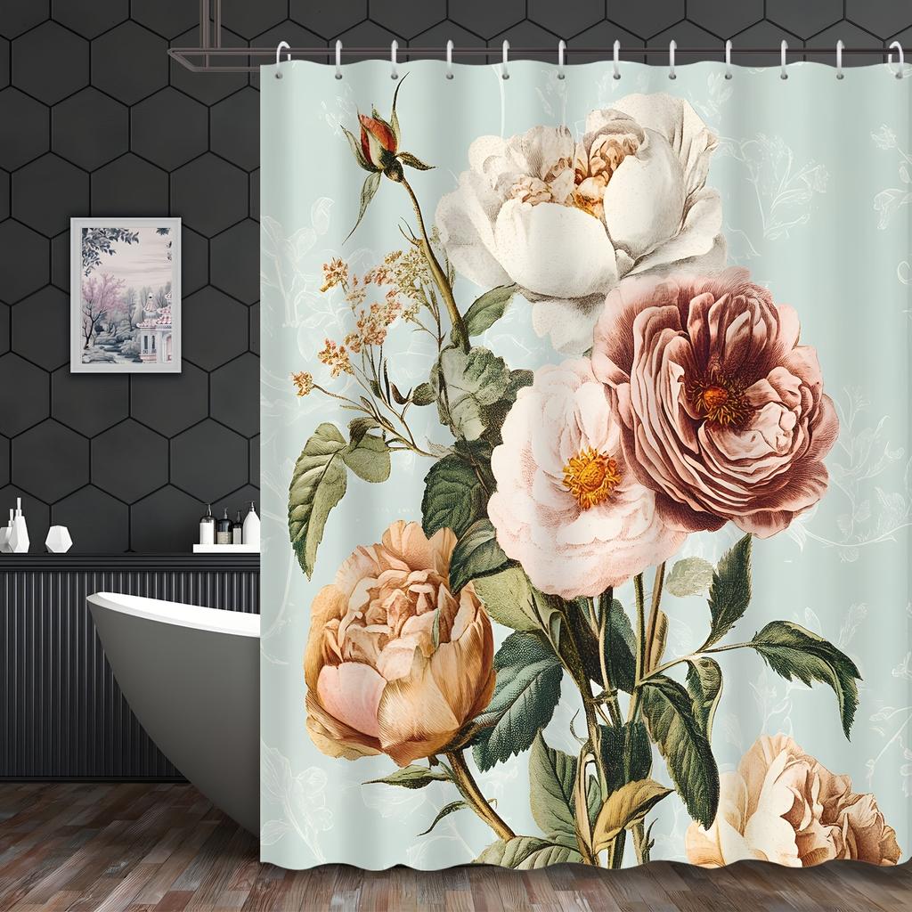 Vintage Floral Shower Curtain: Elegant Roses And Peonies For A Classic Bathroom Decor