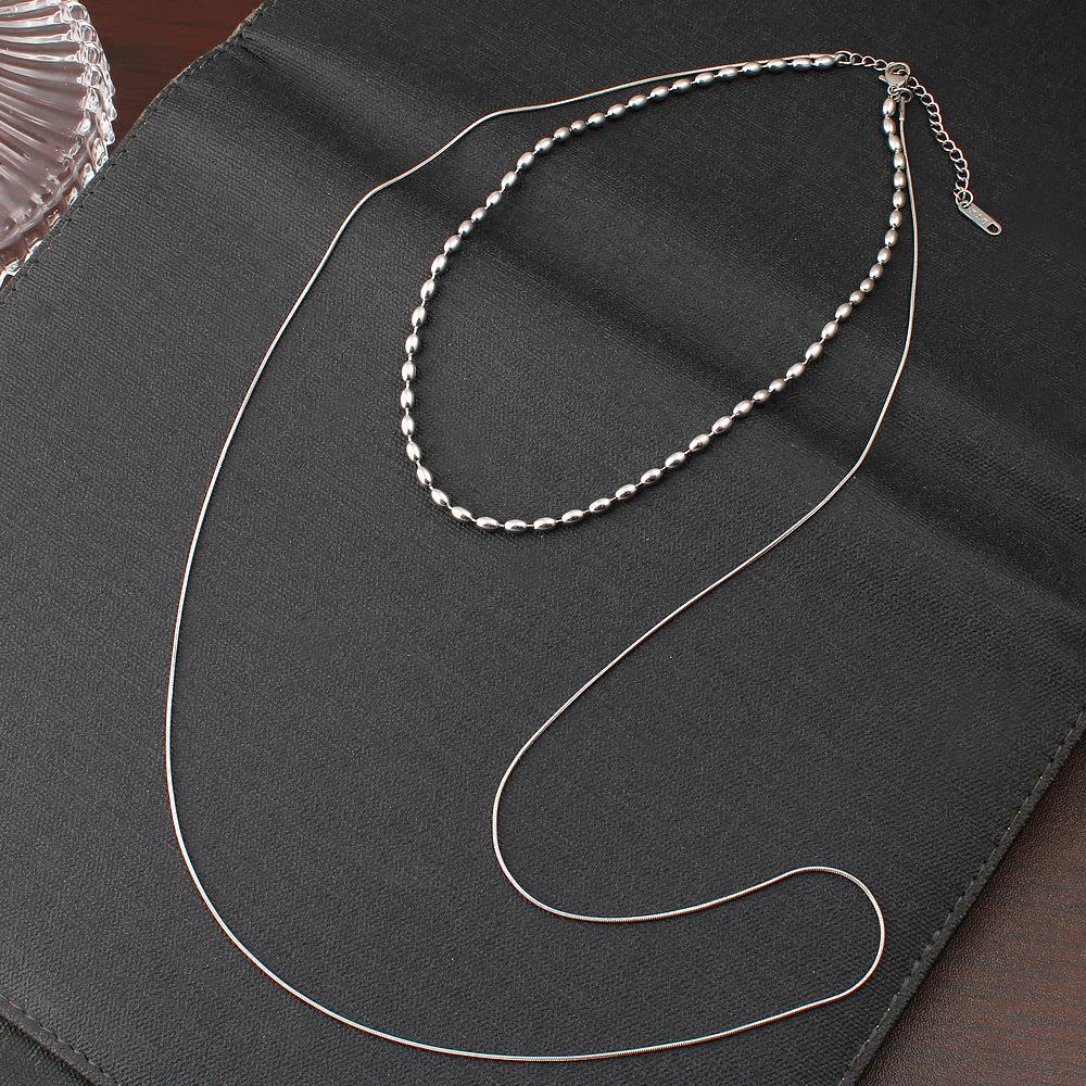 Cross Pendant Double Layer Titanium Steel Long Necklace
