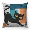 Mid Century Modern Black Cat Cushion Cover Peach Skin 2D Print Retro Abstract Throw Pillow Case for Sofa Living Room Home Decor