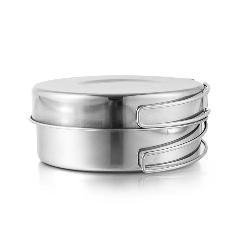 Set de tacâmuri pentru drumeții, camping, picnic, tabără, gătit, oală din oțel inoxidabil, set de vase pliabile