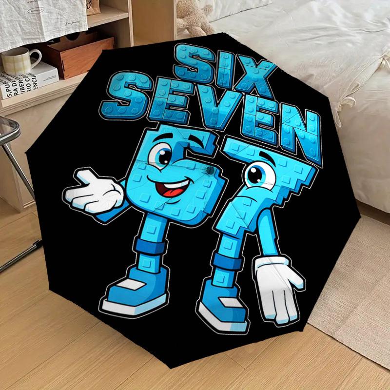 1PC Six Seven Feet Automatic Open/Close Umbrella with Windproof, 8-Rib Sturdy Canopy, Durable Ribs, Fashionable Design, Outdoor Accessory, Fun Prin, H