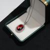 925 Sterling Silver Retro Light Luxury Round Red Zircon Necklace Birthday Party Anniversary Wedding Gift